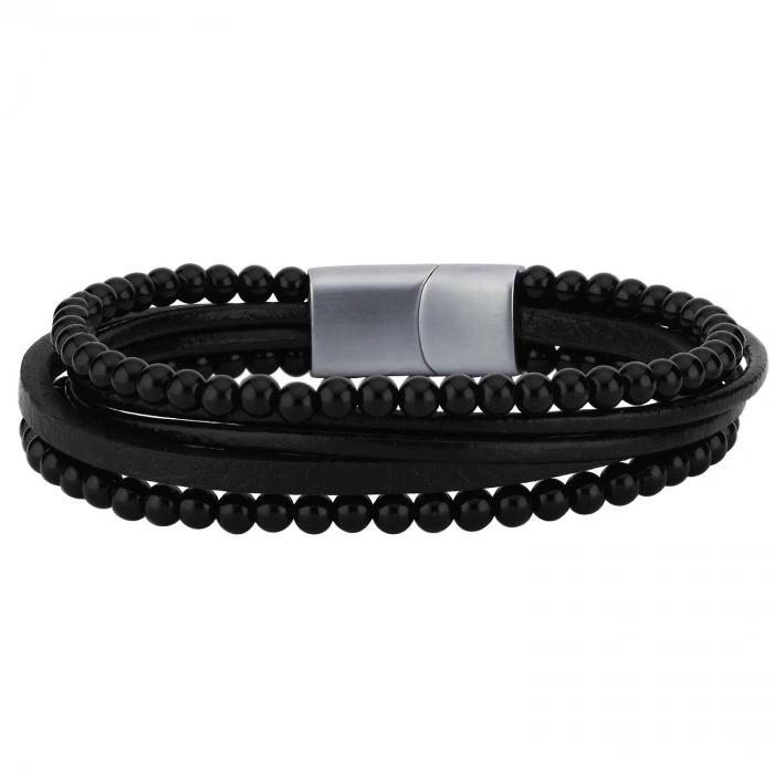 Alvaro Erkek Deri Çelik Bileklik