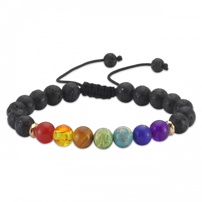 Chakra Lava Taşlı Renkli Unisex Bileklik