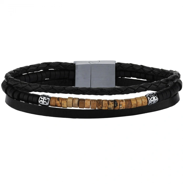 Goya Erkek Deri Çelik Bileklik