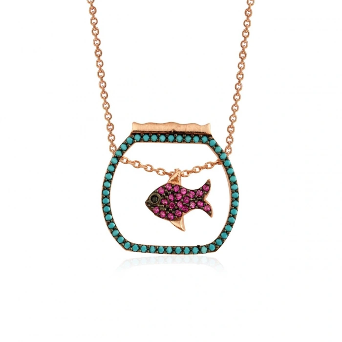 Gümüş Akvaryum Kolye Rose