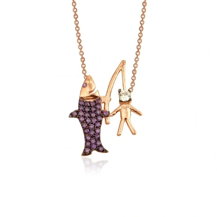 Gümüş Balık Kolye Rose