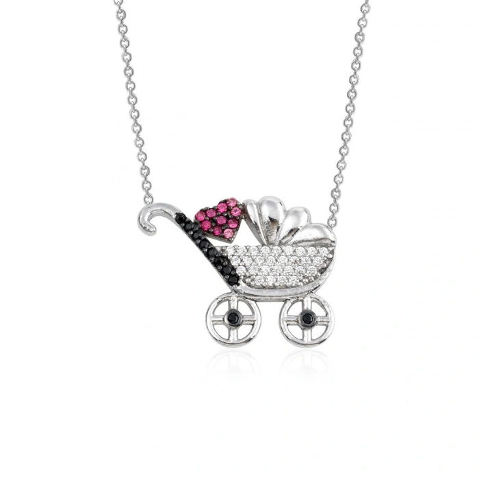Gümüş Bebek Arabası Kolye