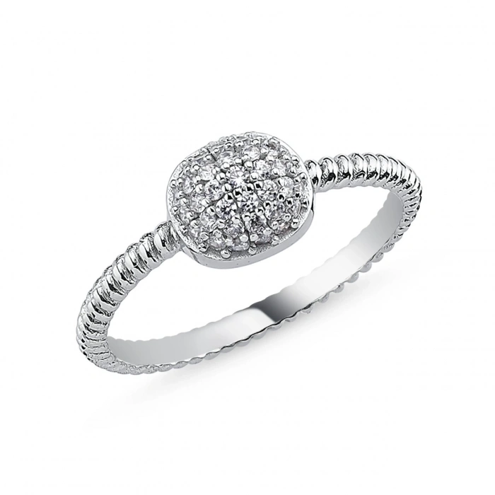 Gümüş Bombeli Taşlı Yüzük