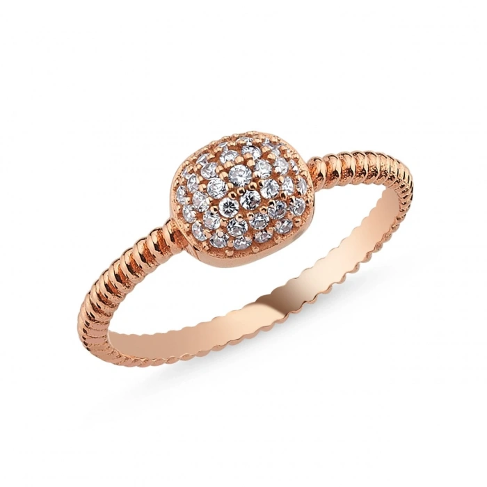 Gümüş Bombeli Taşlı Yüzük