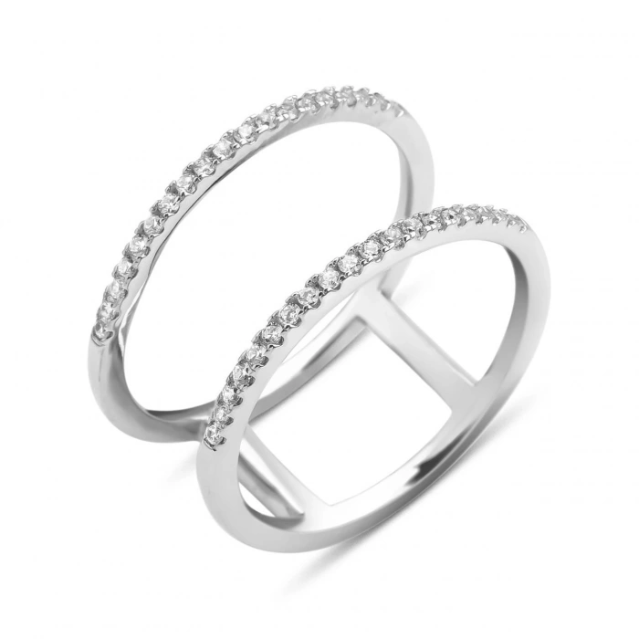 Gümüş Çift Sıralı Taşlı Yüzük