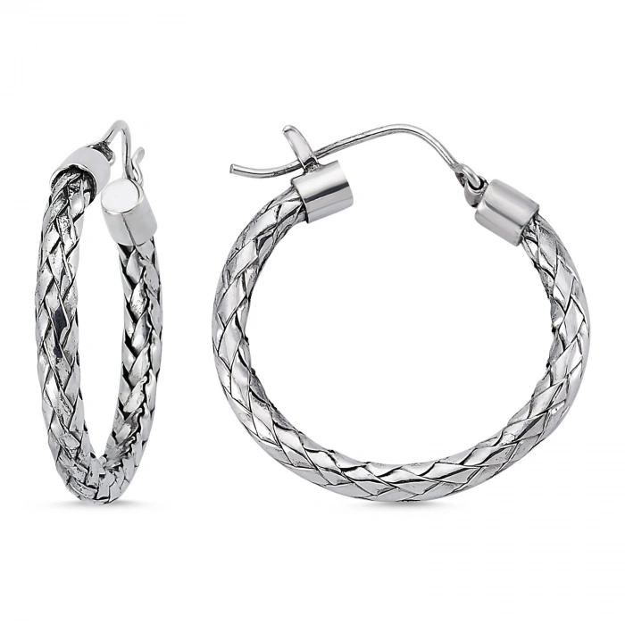 Gümüş Desenli Halka Küpe