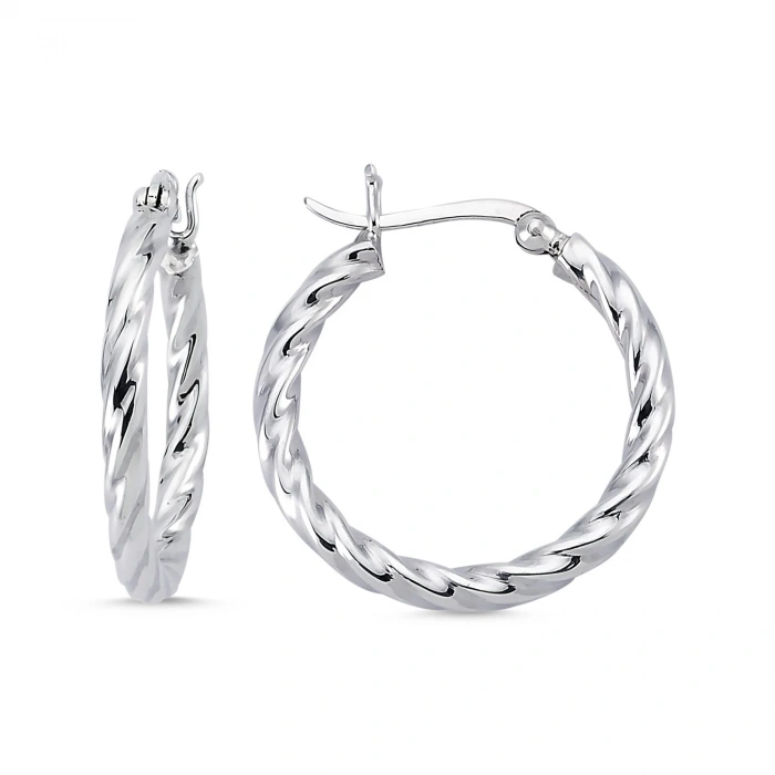 Gümüş Desenli Halka Küpe