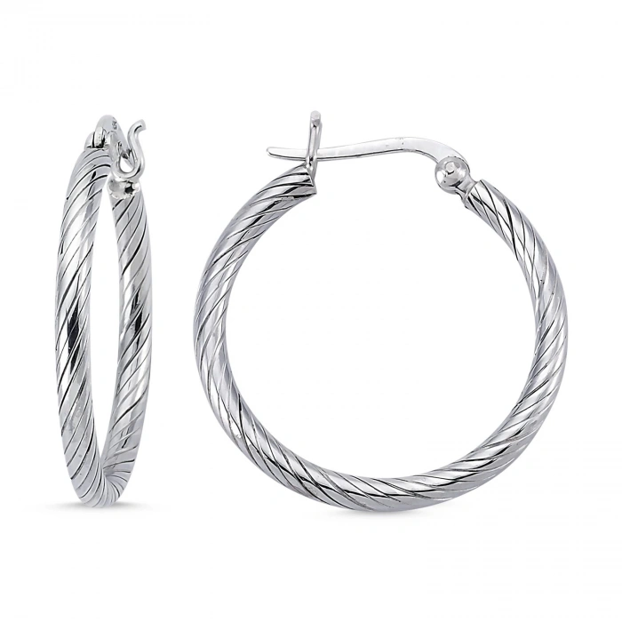 Gümüş Desenli Halka Küpe