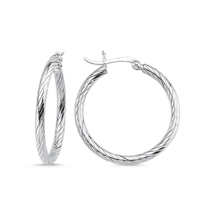 Gümüş Desenli Halka Küpe