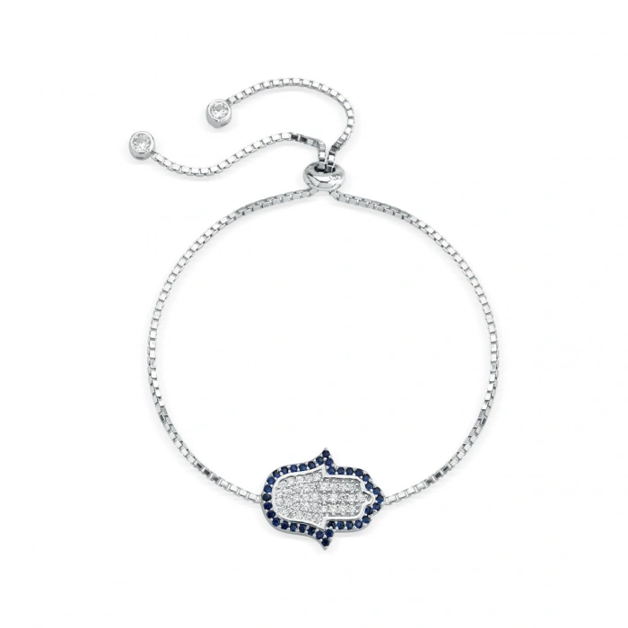 Gümüş El Desenli Bileklik