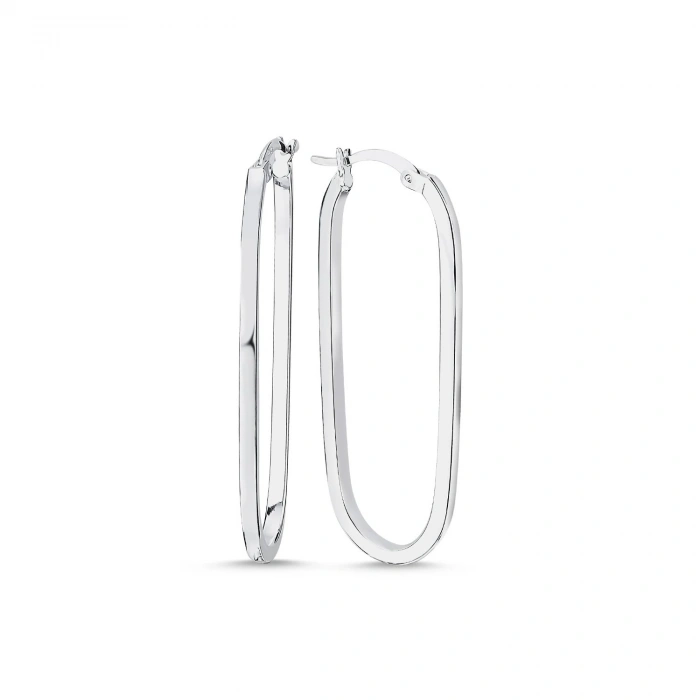 Gümüş Geometrik Halka Küpe