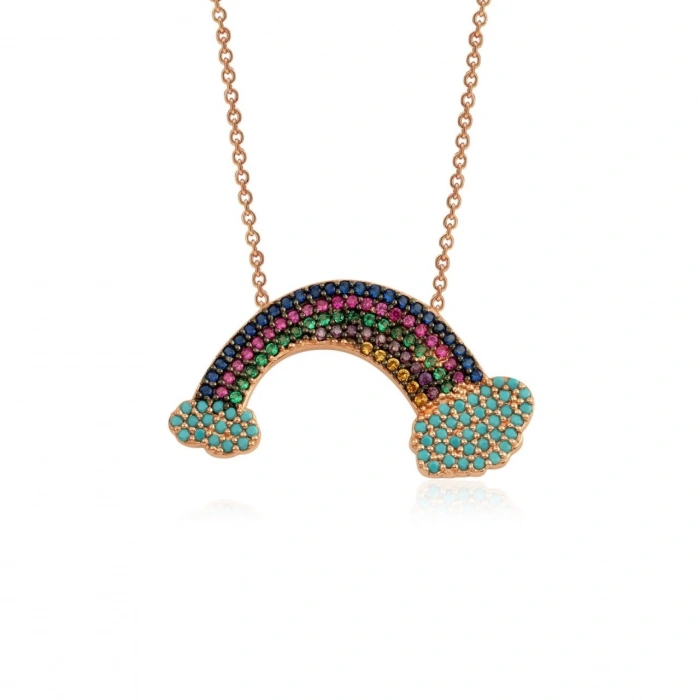 Gümüş Gökkuşağı Kolye Rose