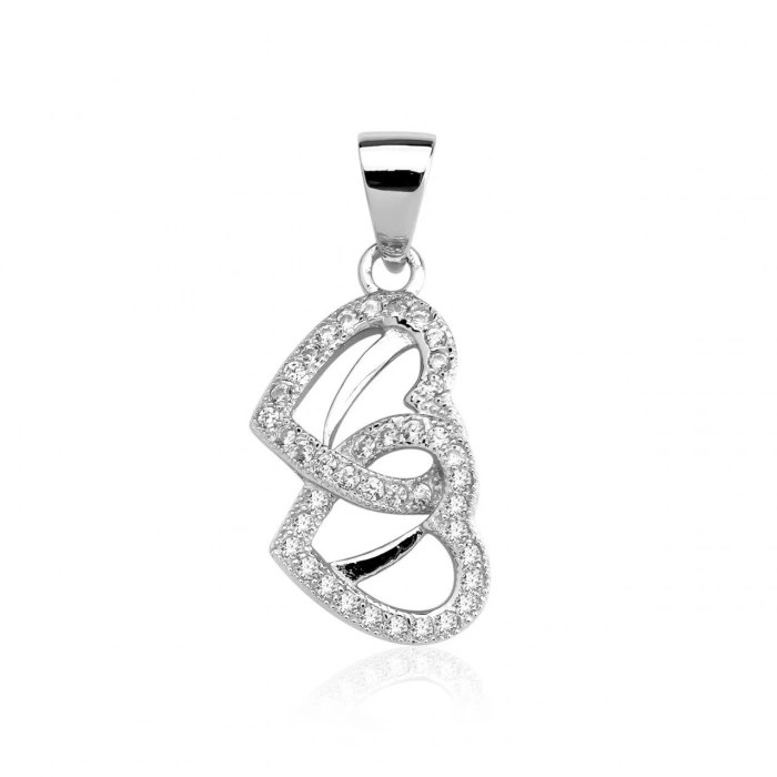 Gümüş İkiz Kalp Kolye