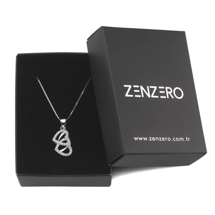 Gümüş İkiz Kalp Kolye