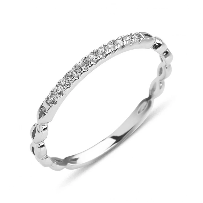 Gümüş İnce Sıralı Taşlı Yüzük