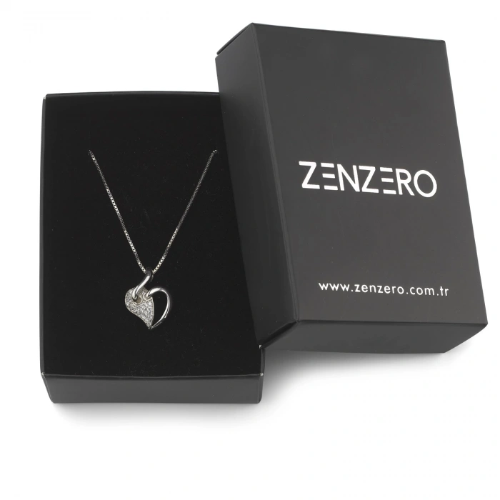Gümüş Kalbin İmzası Taşlı Kolye