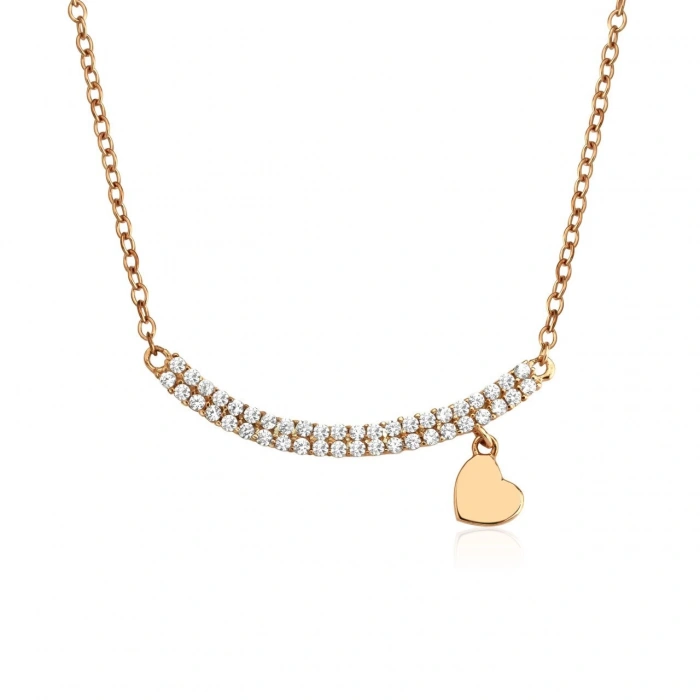 Gümüş Kalp Detaylı Gerdanlık