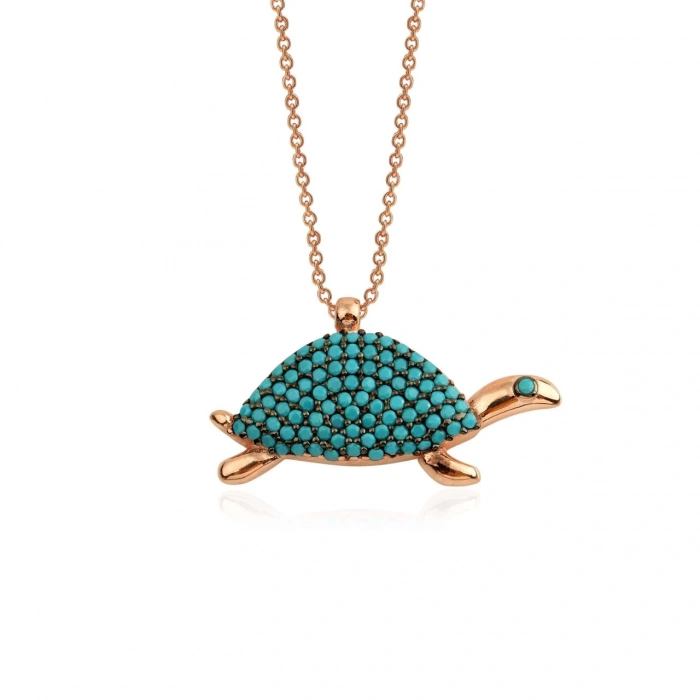 Gümüş Kaplumbağa Kolye Rose