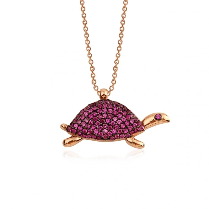 Gümüş Kaplumbağa Kolye Rose