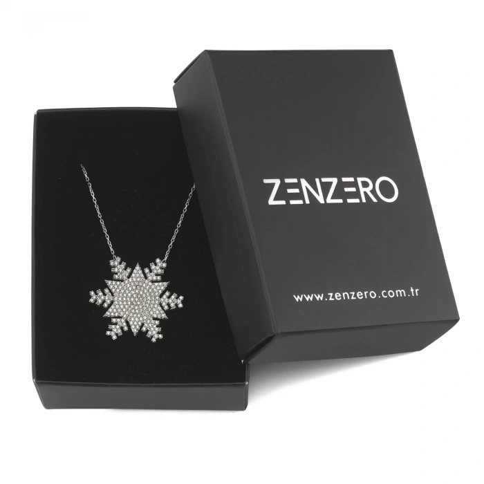 Gümüş Kar Kristali Kolye