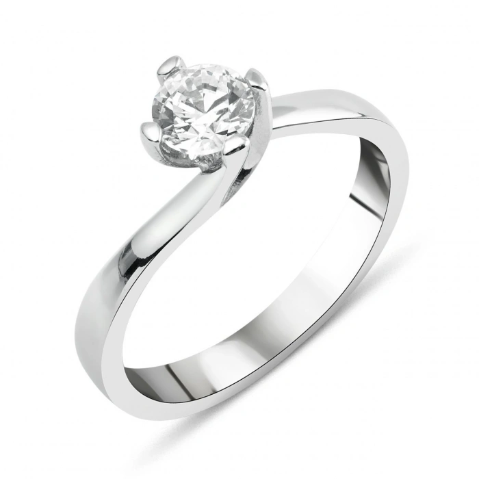 Gümüş Kıvrımlı Tek Taş Yüzük