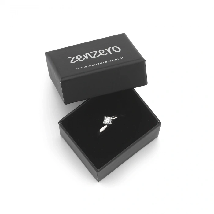 Gümüş Kıvrımlı Tek Taş Yüzük