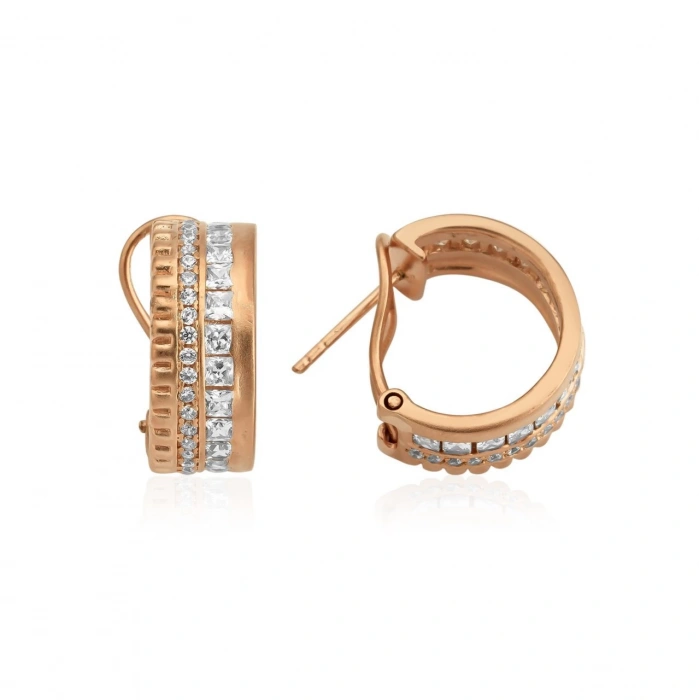 Gümüş Klasik Taşlı Küpe