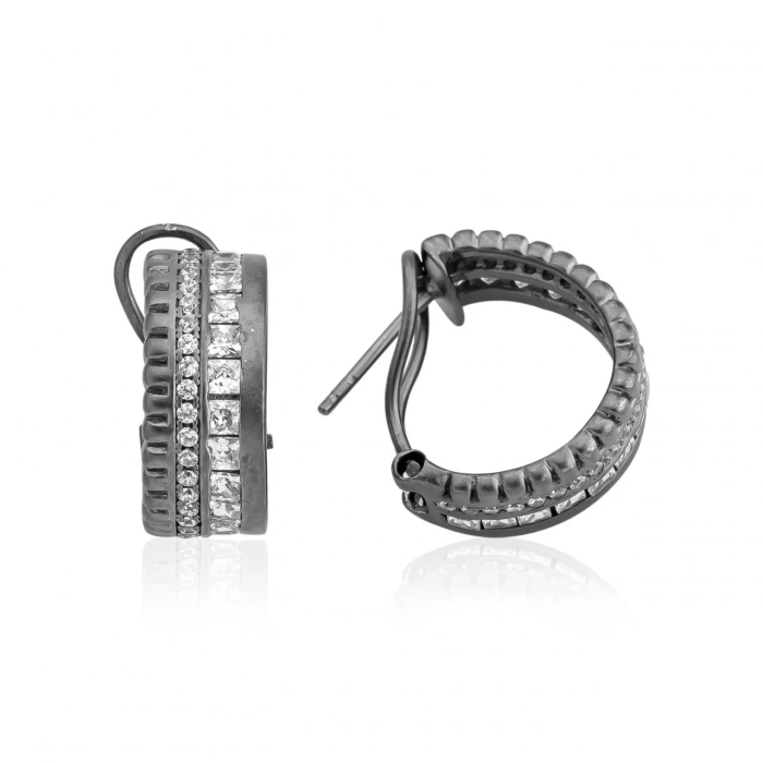 Gümüş Klasik Taşlı Küpe