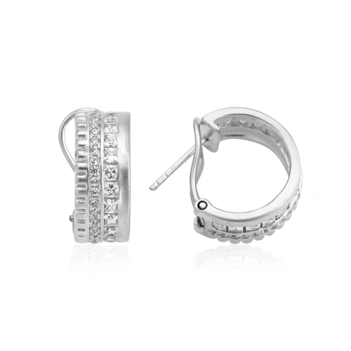 Gümüş Klasik Taşlı Küpe