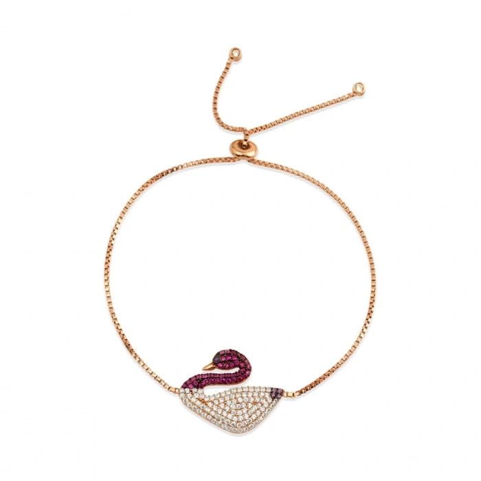 Gümüş Kuğu Bileklik Rose