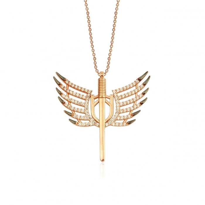 Gümüş Melek Kanat Kolye Rose