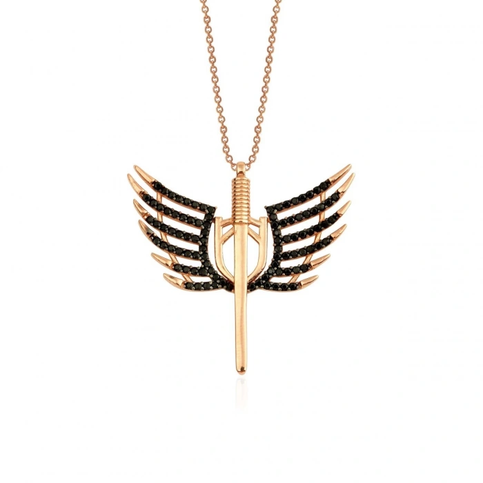 Gümüş Melek Kanat Kolye Rose