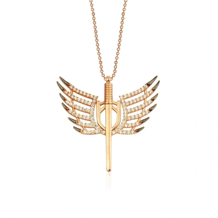 Gümüş Melek Kanat Kolye Rose