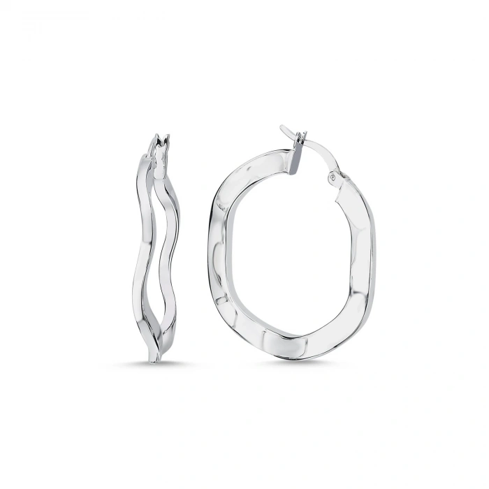 Gümüş Modern Halka Küpe