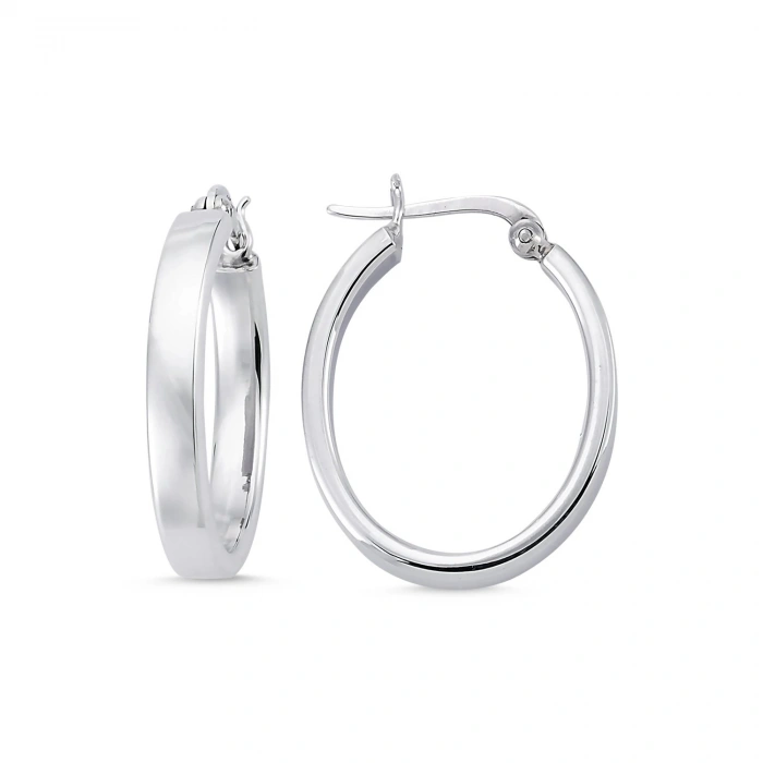 Gümüş Oval Halka Küpe