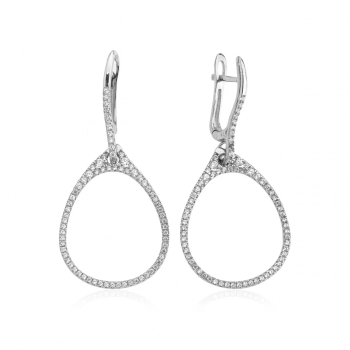 Gümüş Oval Sallantılı Küpe