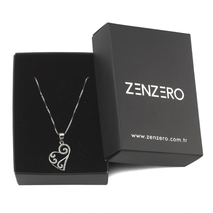 Gümüş Özel Kesim Kalp Kolye