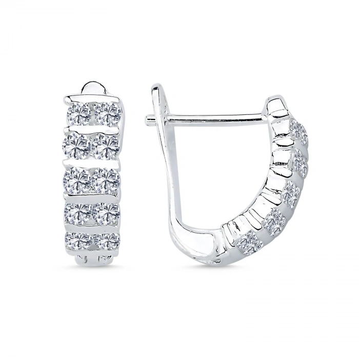 Gümüş Pırlanta Görünümlü Küpe