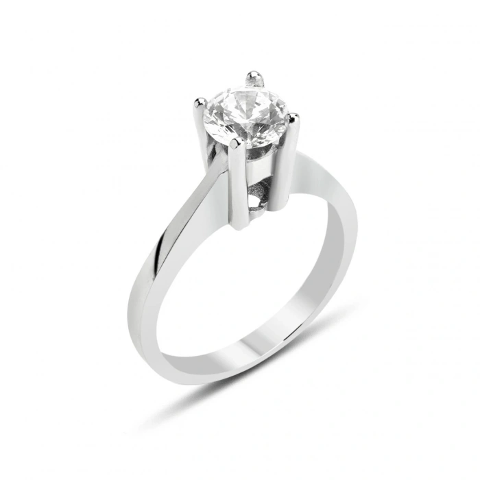 Gümüş Pırlanta Montürlü Tek Taş Yüzük