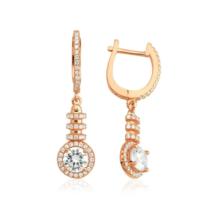 Gümüş Sallantılı Taşlı Küpe