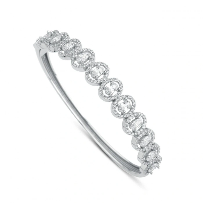Gümüş Taşlı Kelepçe Bileklik