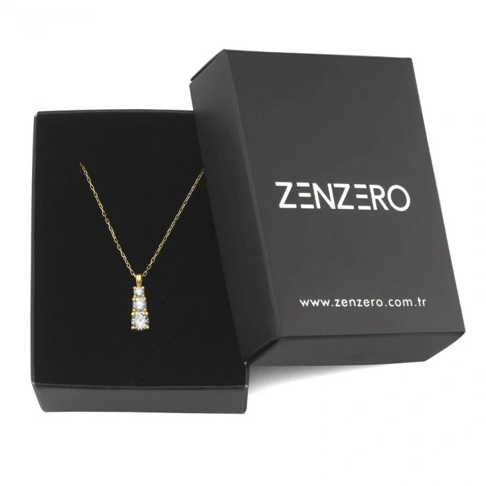 Gümüş Taşlı Tria Kolye