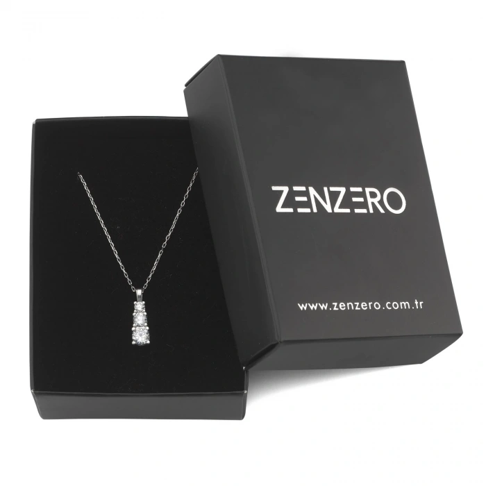 Gümüş Taşlı Tria Kolye