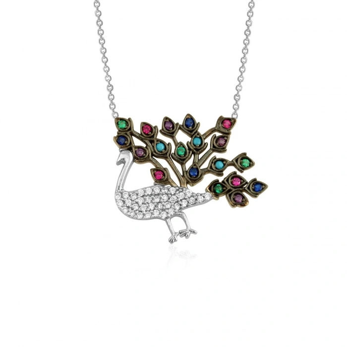 Gümüş Tavuskuşu Kolye