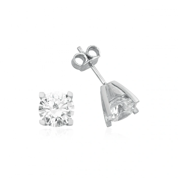 Gümüş Tek Taş Küpe