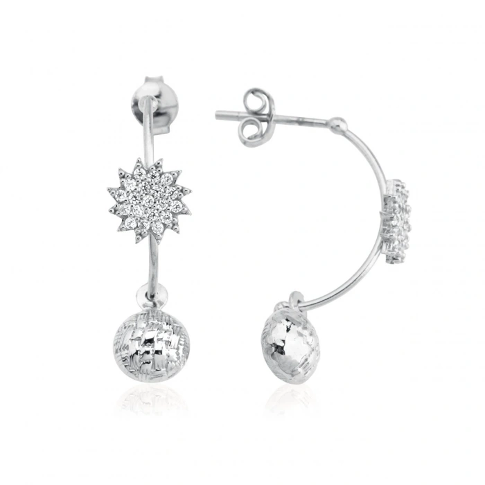 Gümüş Toplu Yıldız Küpe