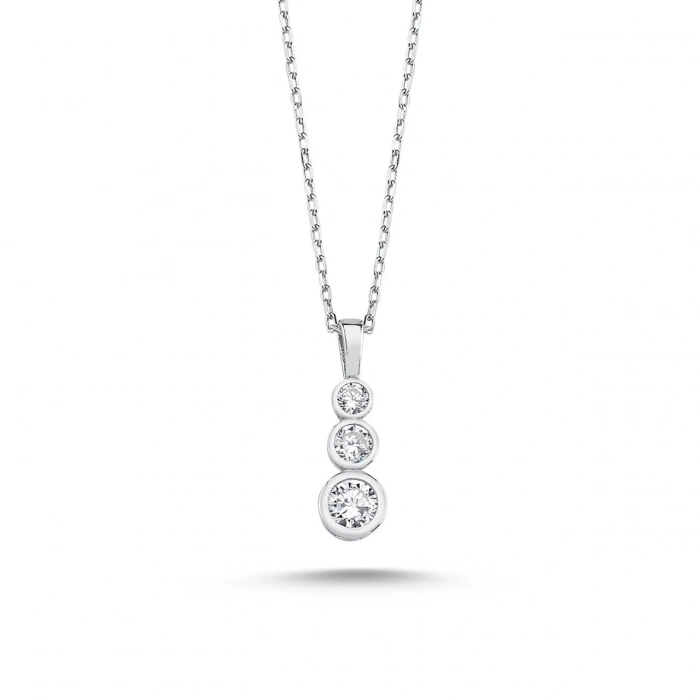 Gümüş Tria Taşlı Kolye