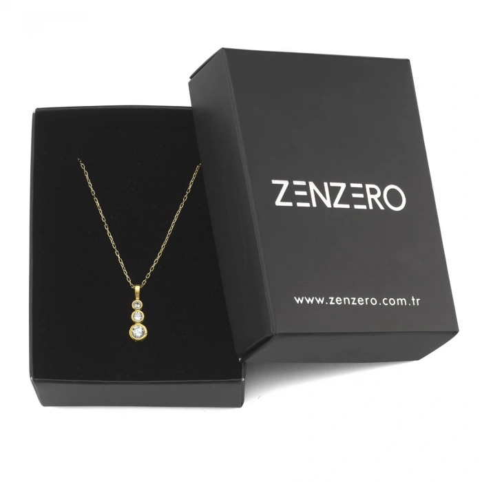 Gümüş Tria Taşlı Kolye