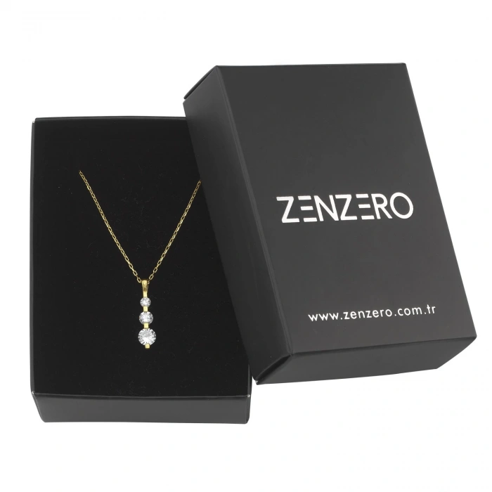 Gümüş Tria Taşlı Kolye