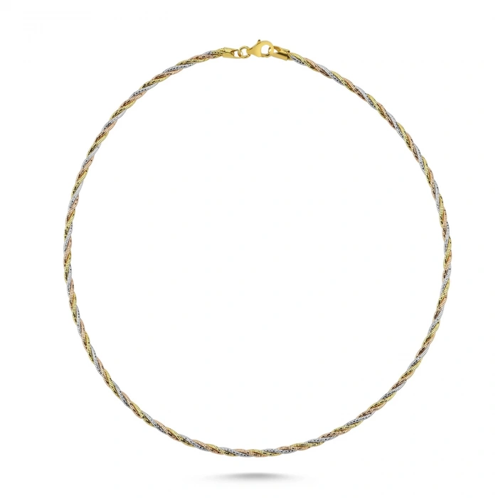 Gümüş Üç Renk İnce Kleopatra Kolye